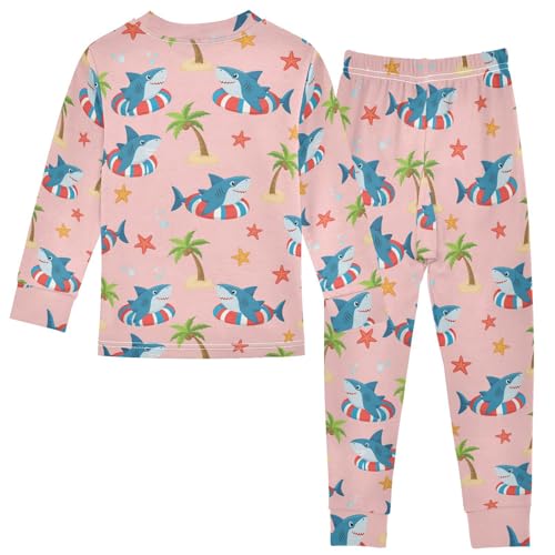 Pajama Sets Long Sleeve Shark Lifebuoy Palm Starfish Soft Comfy Sleepwear 2 Piece PJS 3-8T3