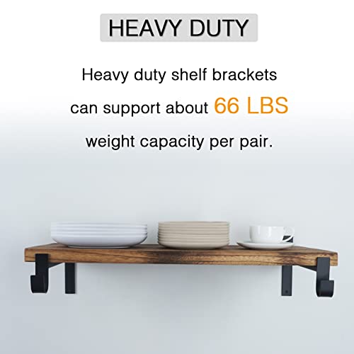 OVOV Closet Rod Bracket Heavy Duty 13 Inch Closet Shelf Brackets with Rod Holder Black Wall Mounted Closet Rod Support Brackets with Hook (2 Pack) by OVOV - Image 8