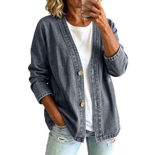 Veste en jean surdimensionnée femme coupe mi-saison rétro