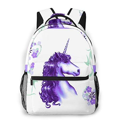 Preisvergleich Produktbild Lässige Reiserucksäcke Fashion School Student Daypack Wasserabweisende Business Computer Laptop-Tasche Nylon Herren Und Damen,Hübsches lila Einhorn