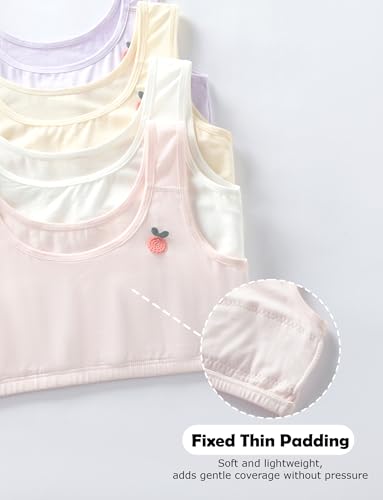 SEAUR Kid Bras for Girl Comfortable Teenager Bralette Lightly Soft Training Bra No Pads Chest Double Lined 3 Packs M-2XL2