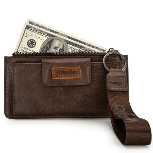 Image of Montana West X Wrangler Minimalist Wallet Women Card Cases & Money Organizers Wristlet with Wallet Large Clutch with Coin Purse Smooth Zipper and Rfid Lining