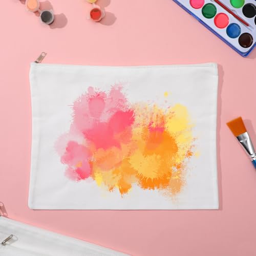 8 Pack Blank Canvas Makeup Bag, White 12 x 9 Inch Zipper Pouch Multipurpose Cosmetic Bag for DIY, Travel Organizer, Stationery Storage3