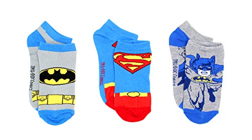 DC Comics Little Boys Justice League 3 Pack Ankle Socks, Blue/Grey, 4-6
