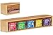 Relaxdays Teebox Bambus, 5 Fächer für 50 Teebeutel, mit Kippdeckel, zum Aufhängen, Aromaschutz, HBT 11,5x39x8 cm, natur