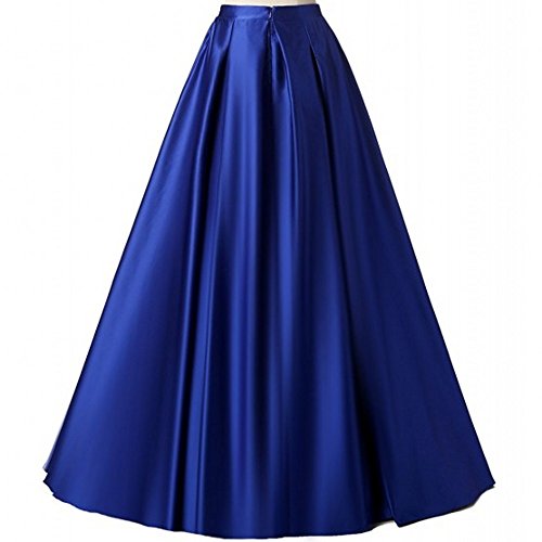 Diydress Women's Long Fashion High Waist A-Line Satin Skirts with Pockets3