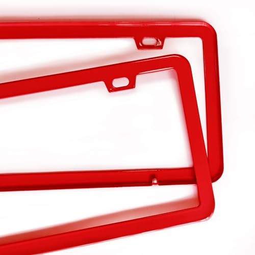 Image of 2 Packs License Plate Frame Aluminum Metal Licence Plate Holder for Car Universal Fit for Men Women (Red)