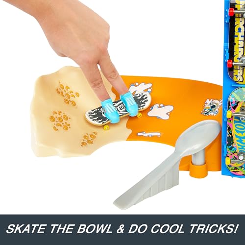 Hot Wheels Coffret Bol De Céréales Skate Tony Hawk avec 1 Fingerboard Exclusif Et Chaussures De Skate Amovibles pour Doigts, Rangement Inclus, Jouet Enfant, A Partir De 4 Ans, HTP09