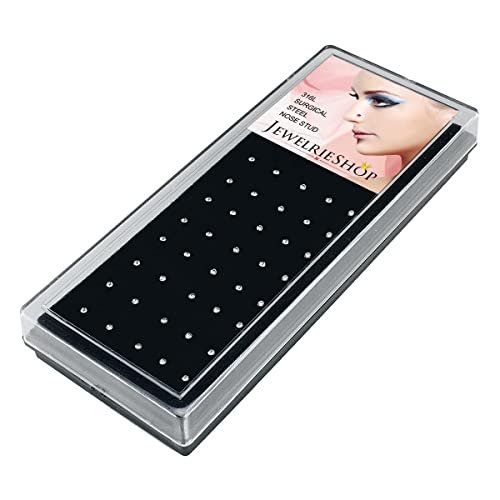 Jewelrieshop GJ10001-M02-40P 40Pcs Nose Studs Stainless Steel Cz Nose Rings Stud Piercing Jewelry Bone Studs thumb #2