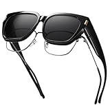 HAOLOTA Polarized Fit Over Glasses Sunglasses for Women Men Trendy Square Wrap Around Shades UV Protection