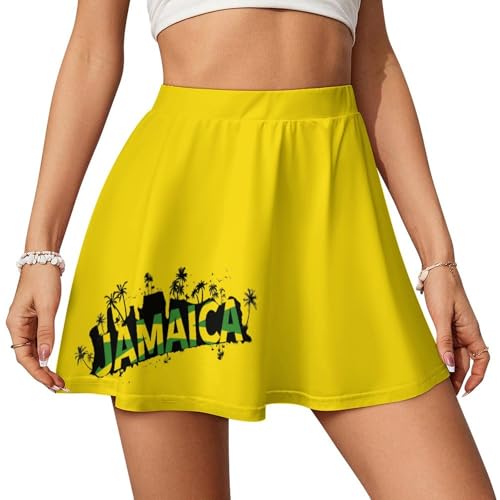 TAIZIYEAH Jamaica Flag 2025 Spring Summer High Waist Mini Skirts Flowy Skirt for Women Casual Boho Skorts Golf Tennis Skirts Lightweight M