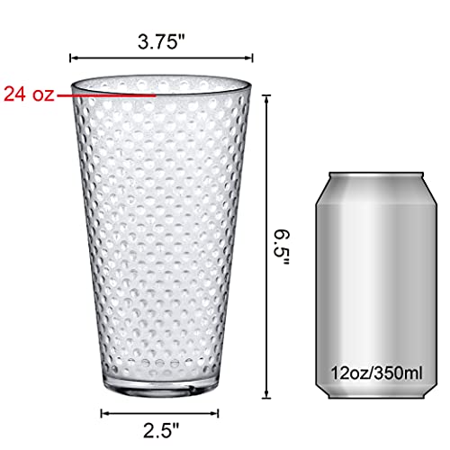 Amazing Abby - Polka Dot - 24-Ounce Plastic Tumblers (Set Of 8), Plastic Drinking Glasses, All-Clear High-Balls, Reusable Plastic Cups, Stackable, Bpa-Free, Shatter-Proof, Dishwasher-Safe #TOP3