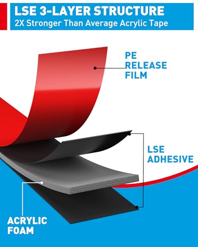 Image of EMITEVER Double Sided Tape Heavy Duty, Tesa Adhesive Mounting Tape Waterproof, 0.59IN x 27FT Strong Acrylic Foam Tape for Walls, Automotive, Home Office Decor