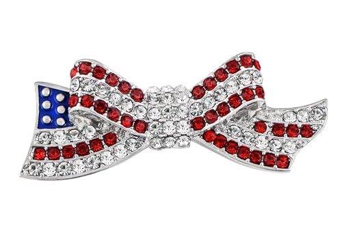 Image of Alilang American Flag USA Sparkly Crystal Rhinestone 4th of July Patriotic Pin Brooch