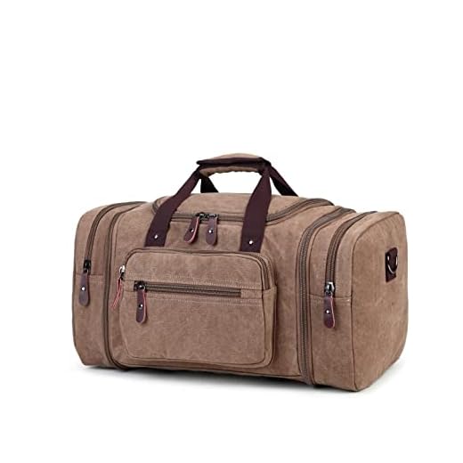 Sechunk Duffle Bag Canvas Leder Große Outdoor Schultertasche, gelb, Einfach und einfach