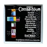 The Grandparent Gift Co. First Communion Mosaic Handmade Glass Cross