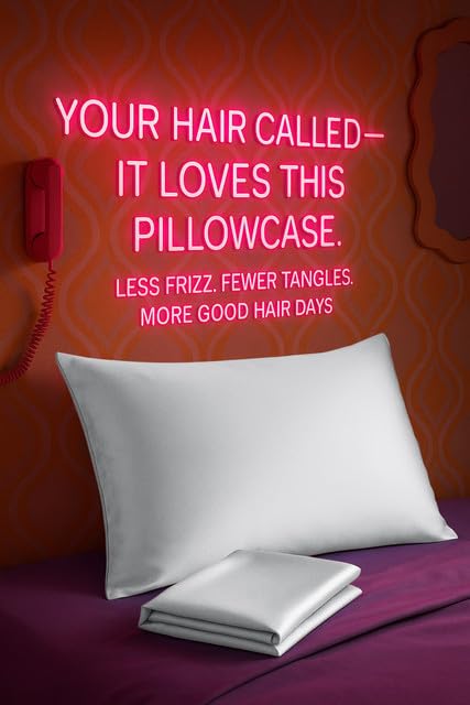 Image of BLISSFORD Luxury Satin Pillowcase for Hair - Queen Satin Pillowcase with Zipper, White (1 per Pack)