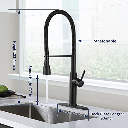 Kitchen Faucet with Sprayer Bathroom Faucet Stainless Steel Faucets with Pull Down Sprayer Commercial Single Handle Spring Kitchen Sink Faucets with Deck Plate for Home Farmhouse Laundry Kitchen Sinks