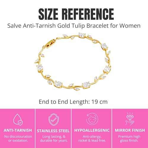 Image of SALVE Coquette Golden Tulip Bracelet for Women Stylish | Anti Tarnish Jewellery for Women, Hand Wristlet for Girls | Aesthetic Accessories for Girls, Valentine's Gift for Girlfriend
