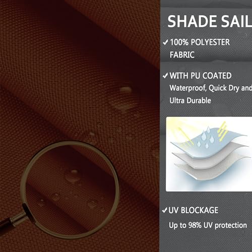 Filet d'ombrage protection solaire 1.4x5m rouge rouille avec oeillets - 4