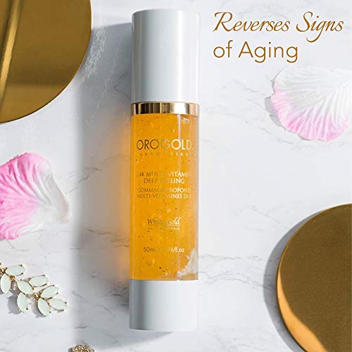 OROGOLD White Gold 24K Multi-Vitamin Deep Peeling - Facial Exfoliator with Gold, Walnut, Coconut, Green Tea, Mandelic, Vitamins A C E - 1.76 Fl. Oz