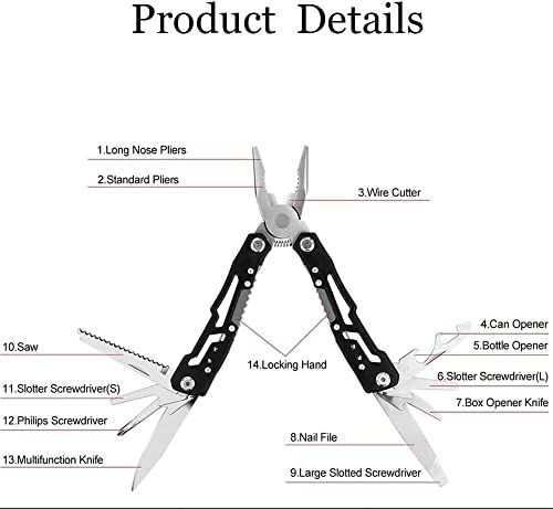 Multitool, 14 In 1 Multi Tool, Multitool Pliers, Stainless Steel Pocket Multitool With Sheath, Multitools For Outdoor, Survival, Camping, Hiking, Simple Repair #TOP6