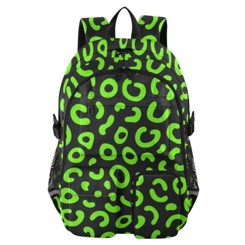 Mochila para laptop de 17.5 pulgadas, mochila de equipaje negra y verde de leopardo
