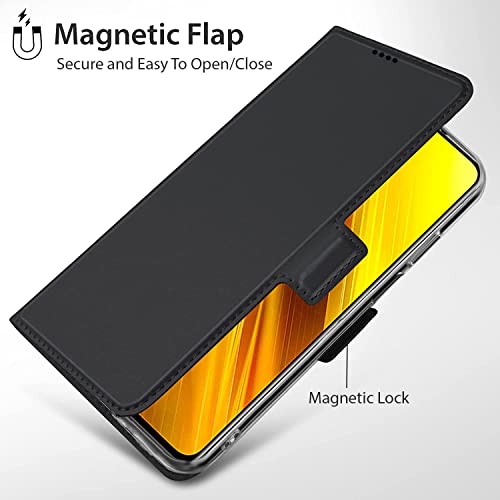 Image of Kapa Noble Slim Magnetic Leather Flip Case Cover for Oppo Reno 8 (5G),Card Holder Stand Leather Flip Wallet Case (Black)
