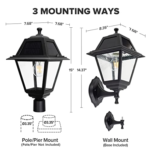 Lutec Led Solar Post Light, Cast Aluminum Solar Lamp Post Light, 1-Light With 3 Mounting Options, 200 Lumens 3-Inch Fitter Base For Post Mount And Wall Mount #TOP1