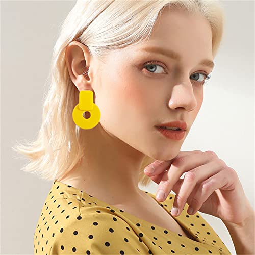 Onlyjump 70S 80S 90S Neon Circular Earrings Retro Earrings For Women Girl Lightning Classic Circle Retro Neon Earring Earring Halloween Party Costume Accessory (Yellow) #TOP1