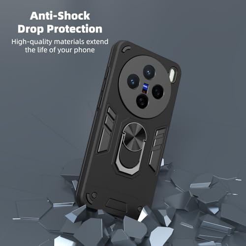 Image of NDCOM for Vivo X200 Back Cover | Precision Fit X200 Back Cover | Shockproof Ring Holder Case