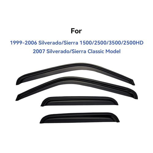 Image of Window Visors Rain Guards for 1999-2006 Chevy Silverado /GMC Sierra 1500 /2500 / 3500 / 2500HD, Window Vent Wind Deflectors Visors Shades for 2007 Silverado /Sierra Classic Model - Extended Cab