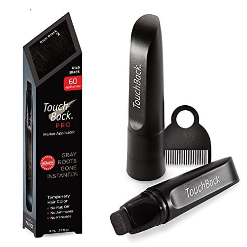 TouchBack PRO Rich Black Gray Root Touch Up Marker Applicator - Real Hair Color