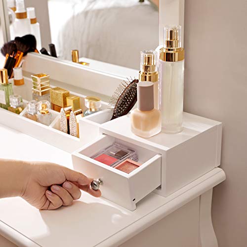 Vasagle Vanity Table Set With Lighted Mirror, Vanity Set With Drawers And 6-Slot Removable Organizer, Dressing Table With Upholstered Stool, White Urdt170W01 #TOP3