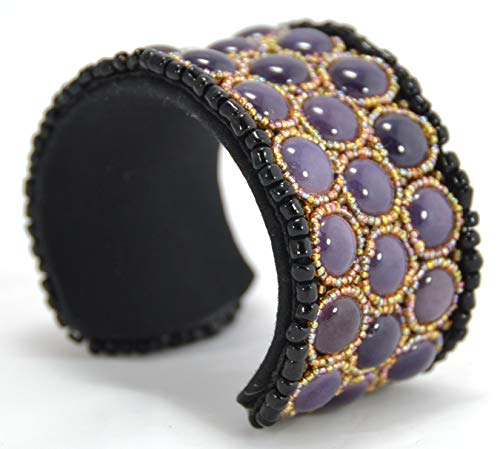 Bracelet ouvert violet rigide en porcelaine, cadeau idéal