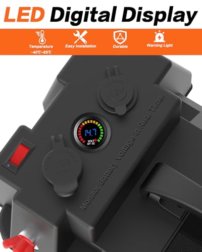 IZTOSS 12V-24V Universal LED Display Digital Voltmeter Measure Voltage 7-28V with Low Voltage Alarm Car Motorcycle Auto Truck