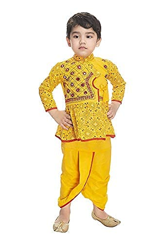 Boy's Cotton Full Sleeve Rajasthani Angrakha Dress with Dhoti