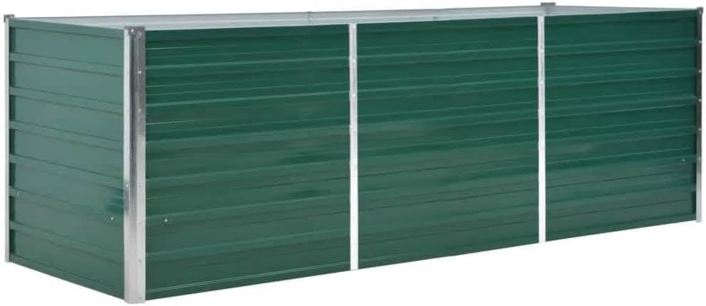 vidaXL Raised Garden Bed, Raised Flower Bed, Galvanized Steel Planter, Outdoor Planter for Patio Backyard Garden Vegetables Herbs, Green