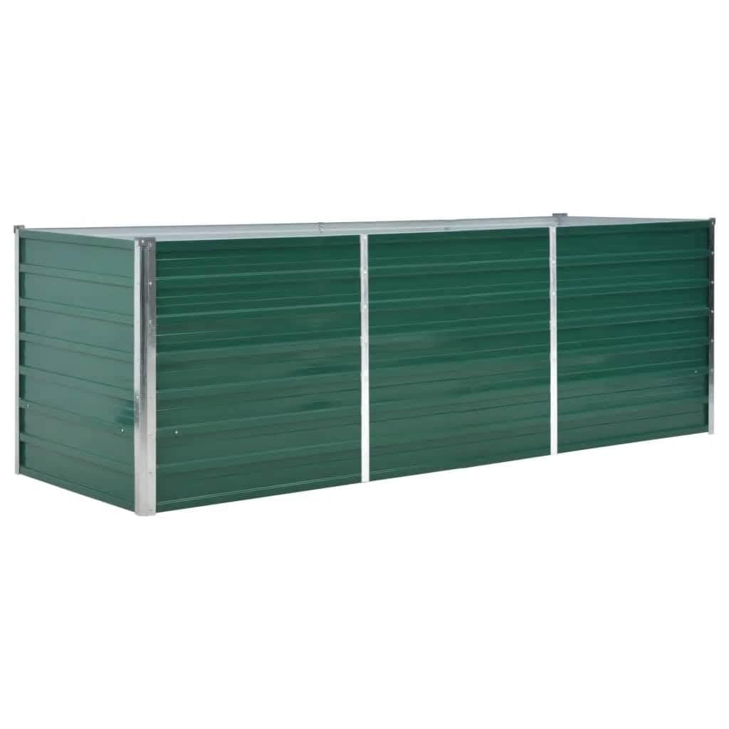 vidaXL Hochbeet aus verzinktem Stahl 240x80x77 cm, Grün, Pflanzkasten mit offenem Boden, wetterfest, für Blumen, Gemüse und Kräuter, Garten oder Terrasse