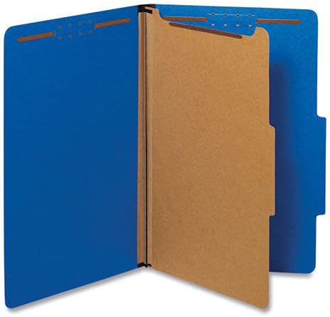 Universal UNV10211 Legal Size 1 Divider Bright Colored Pressboard Classification Folders - Cobalt Blue (10/Box)