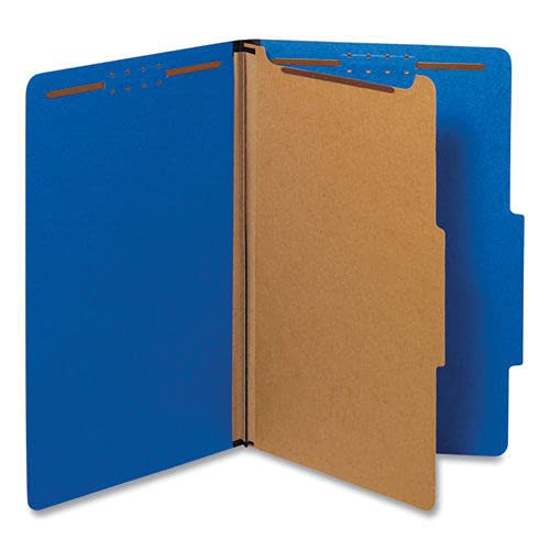 Universal Unv10211 Legal Size 1 Divider Bright Colored Pressboard Classification Folders - Cobalt Blue (10/Box) #TOP10