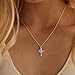 NECOCY Cross with Crown Necklaces for Women Dainty Non Tarnish Small Silver Plated CZ Cross Pendant Necklace Womens Trendy Simple Charm Choker Chain Christian Faith Religious Jewelry Christmas Gift