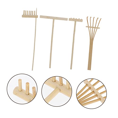 Wakauto 16 Peças Mesa De Areia Ancinho De Bambu Mini Ferramentas Topper De Mesa Acessórios De Mesa A
