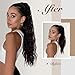 FESHFEN Ponytail Extensions - 26 inch Drawstring Long Curly Wavy Clip in Ponytails Synthetic Hair Piece Pony Tail Hairpieces for Women, Dark Brown Highlighted Auburn