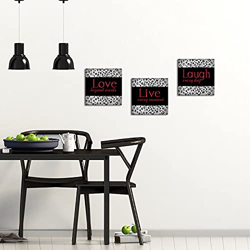 Fushvre Red Leopard Wall Decor Live Love Laugh Wall Art Canvas Picture Cheetah Print For Womens Bedroom Bathroom #TOP1