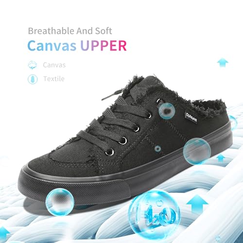 Image of Obtaom Women Canvas Mules Memory Foam Clipper Fashion Sneakers Comfortable Slip-On Mule Backless Holiday Shoes