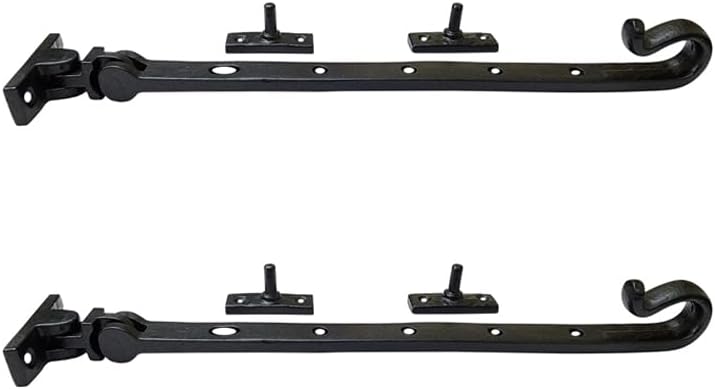 Adonai Hardware 13" "Mercurius" Cast Iron Heavy Duty Window Latch Lock Casement Stay (Supplied as 2 Pieces per Pack) - Matte Black