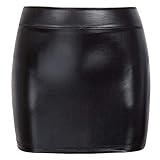 Shiny Tight Mini Skirt for Women Night Out Wear Black Size M KK858-1