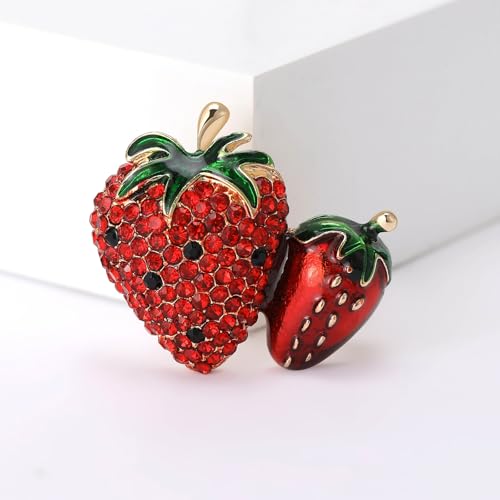 Image of Enamel Fruit Brooch for Women Rhinestones Fruit Lapel Pin Elegant Fruit Brooches Jewelry Gift, Perfect for Dresses Hat Bag