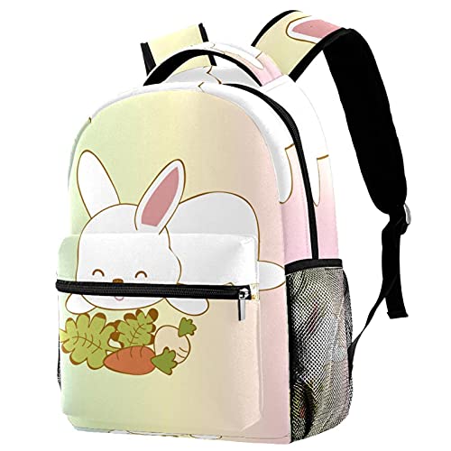 Sac à dos de voyage Campus Rainbow Bunny spacieux avec filet à gourde